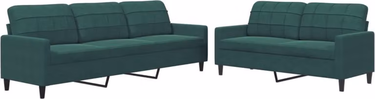 Set di Divani 2 pz con Cuscini Verde scuro in Velluto