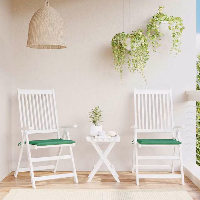 Set di 2 cuscini per sedia vidaXL verdi in tessuto Oxford impermeabile e traspirante, L 50 cm x P 50 cm x H 3 cm