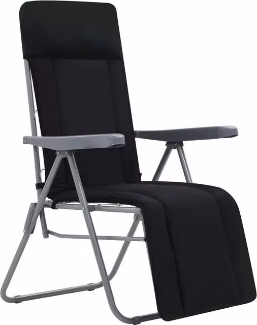 Set di 2 sedie da giardino pieghevoli nere con cuscini in tessuto resistente ai raggi UV e struttura in acciaio verniciato a polvere