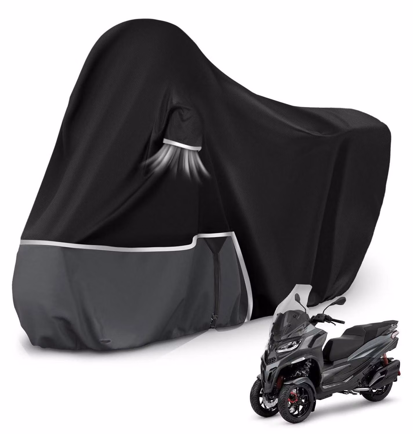 Copertura impermeabile per moto, realizzata in tessuto Oxford 420D, adatta per Piaggio MP3 400/500 (senza bauletto), colore nero/grigio scuro
