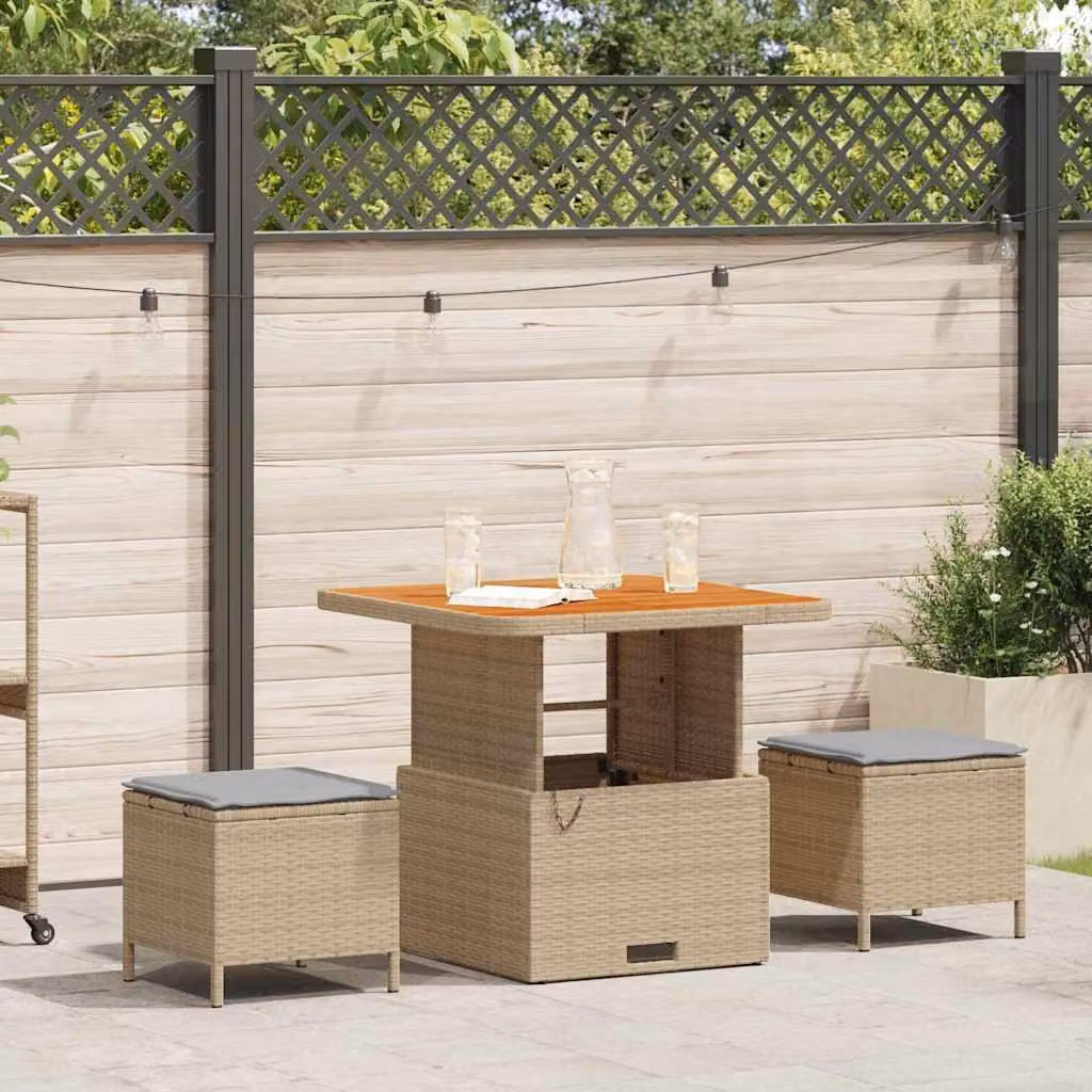 Maison Exclusive - Set da giardino per esterni, composto da 3 pezzi, in rattan sintetico beige