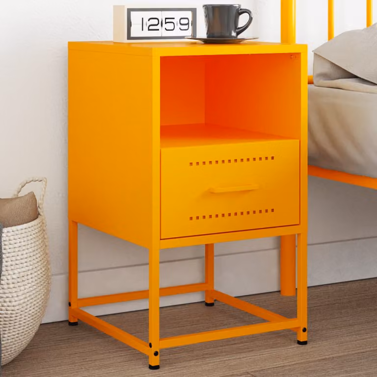 Comodino da parete vidaXL in metallo stile industriale, Giallo, L 36 cm x P 39 cm x H 60,5 cm