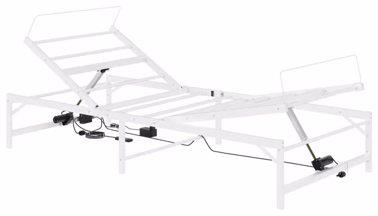 Letto regolabile elettricamente, struttura bianca, dimensioni 75 x 190 cm, acciaio