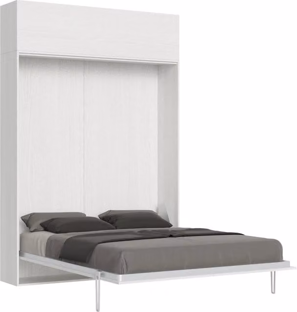 Letto Matrimoniale a Scomparsa Salvaspazio Kentaro GIORDANOSHOP Bianco con Finitura Faggio H 250 cm