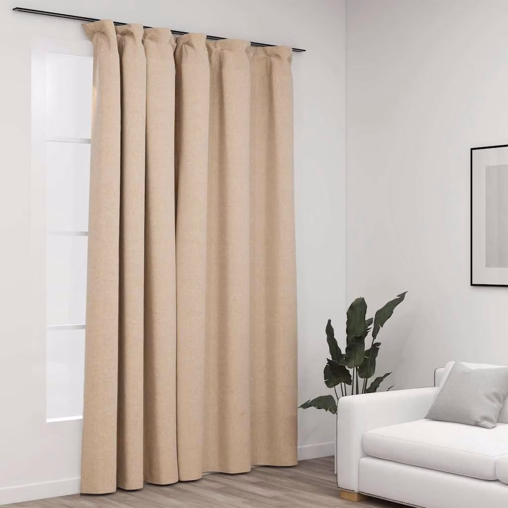 Tenda Oscurante con Effetto Lino vidaXL, Beige, L: 290 cm, H: 245 cm