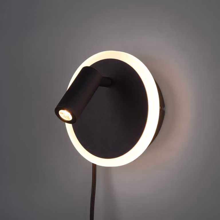 Trio Lighting Applique da parete a LED Jordan, Nero, Soggiorno / Sala da pranzo, Metallo, Moderno, Applique a LED