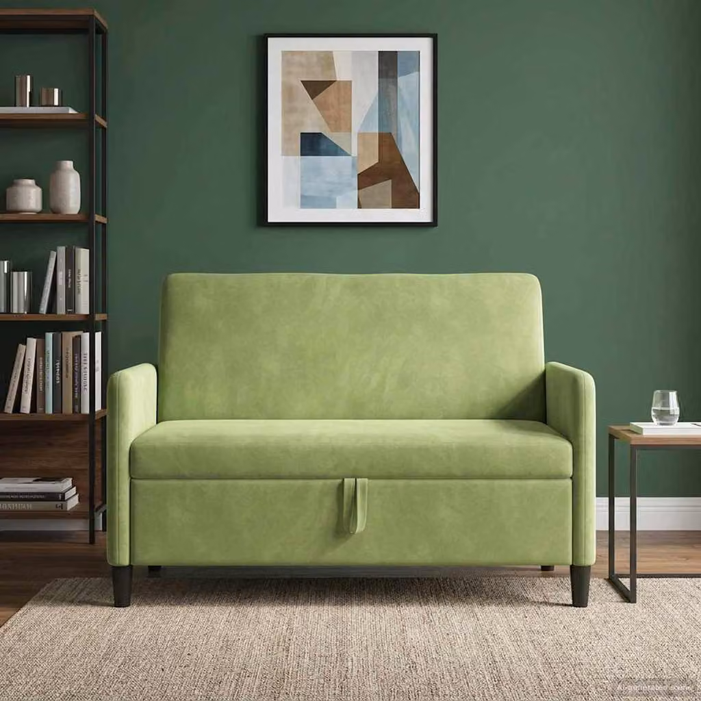 vidaXL Divano Moderno con Contenitore Verde con Seduta Sollevabile L: 122 cm, P: 78 cm, H: 87 cm