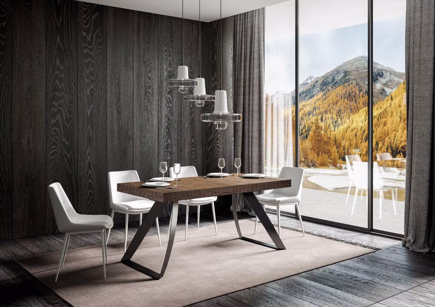 ITAMOBY - Tavolo allungabile 200/460x90 cm Proxy noce gambe antracite