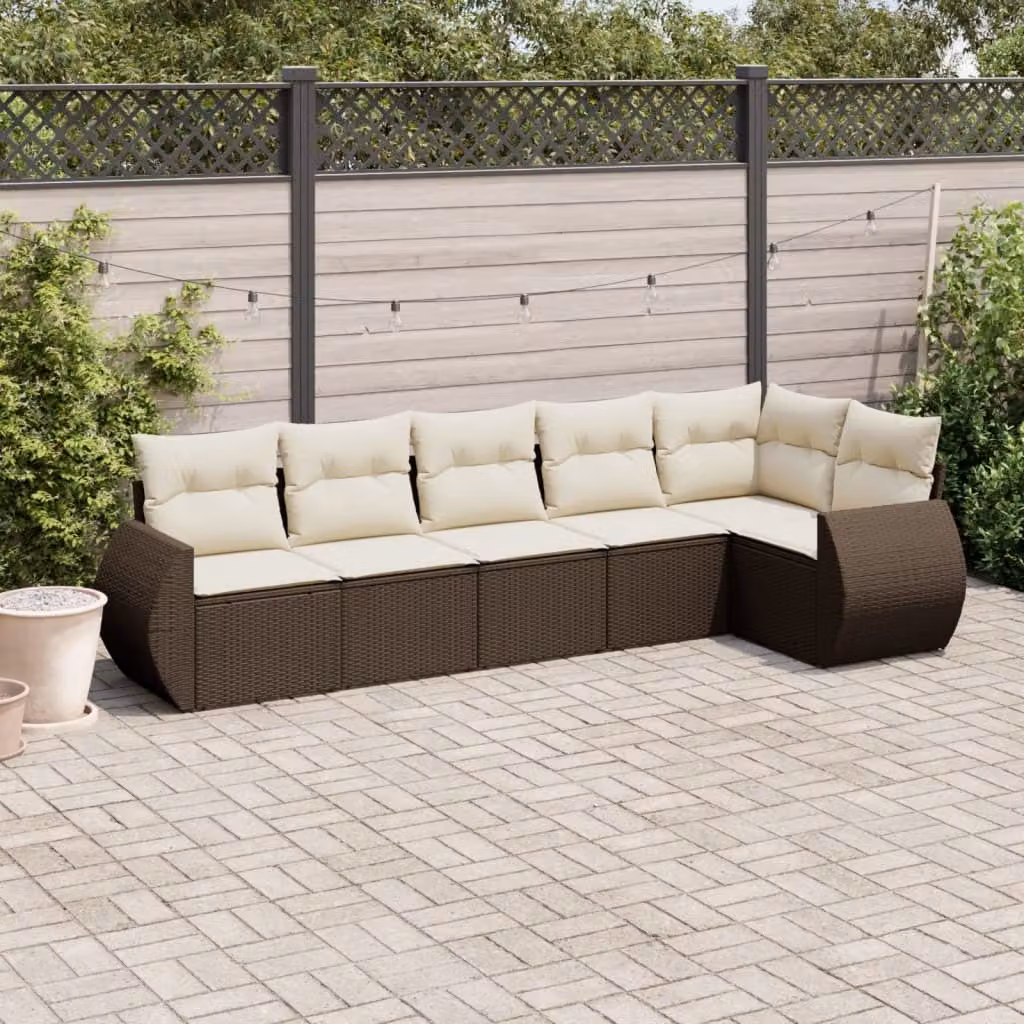 Maison Exclusive - Set Divano da Giardino 6 pz con Cuscini Marrone in Polyrattan