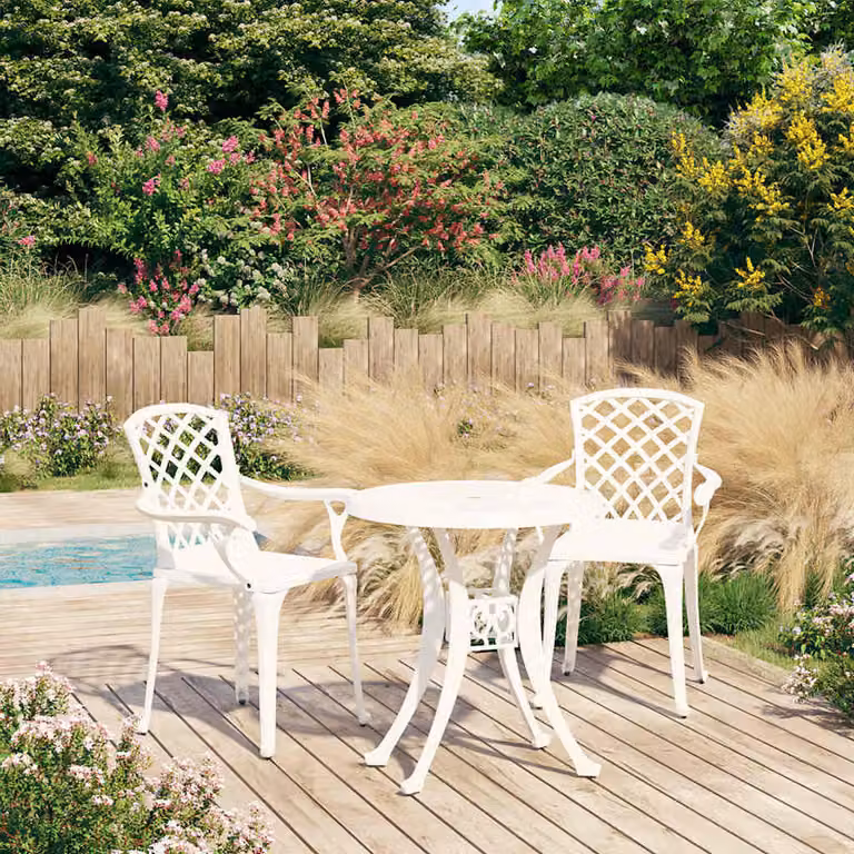 Set da Bistrot vidaXL in Alluminio Pressofuso Bianco per Giardino