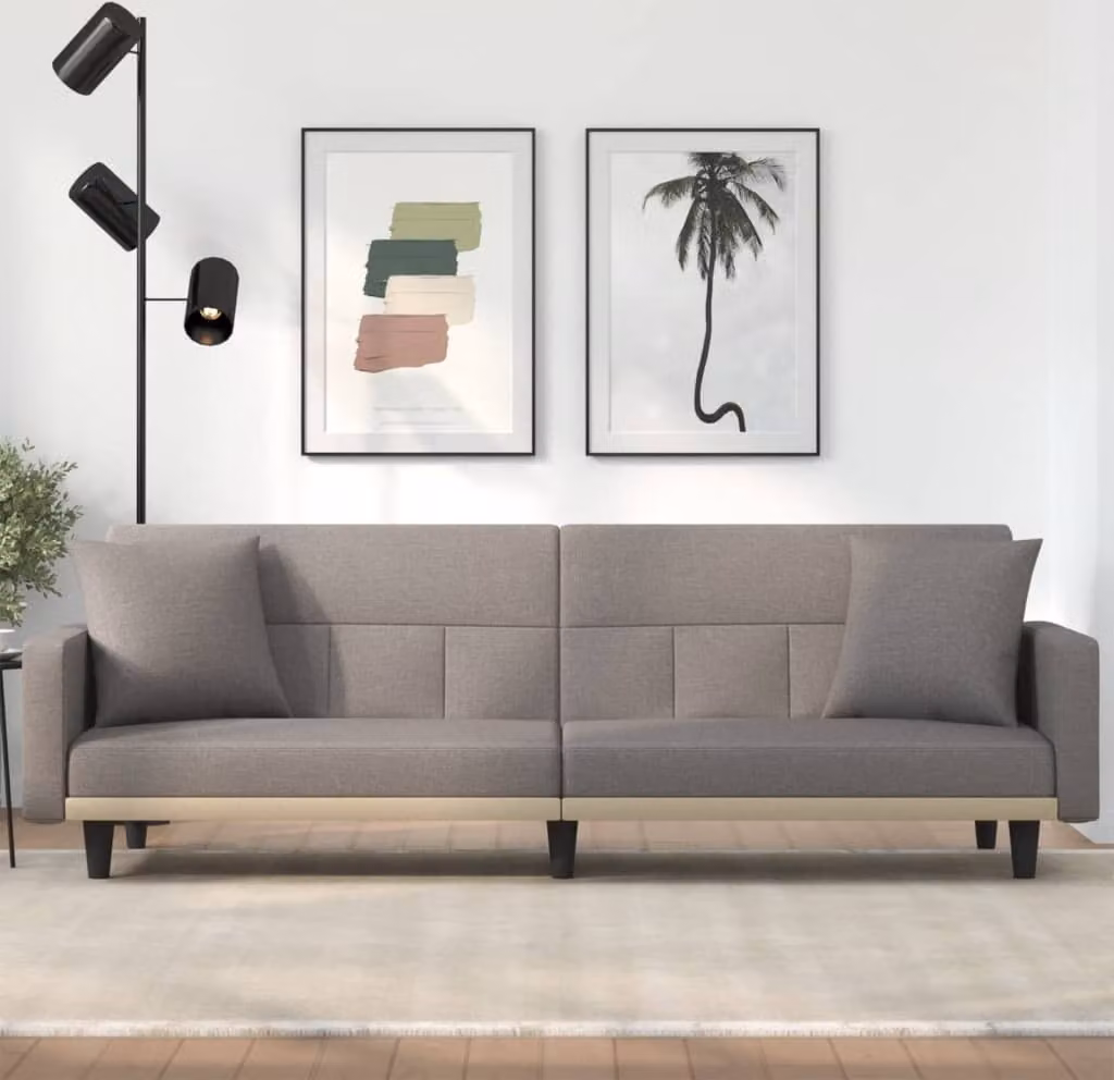 Maison Exclusive - Divano letto con cuscini, tessuto color taupe