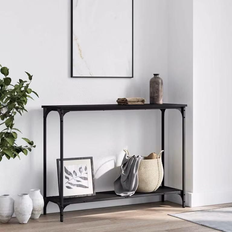 vidaXL Tavolino Consolle Nero in Legno e Metallo L: 101 cm, P: 30,5 cm, H: 75 cm