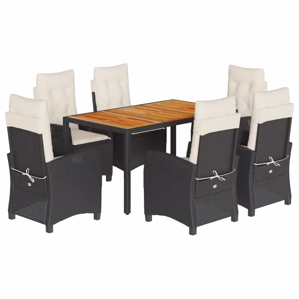 Set da pranzo da giardino vidaXL in legno di acacia oliato con 7 pezzi e cuscini in polyrattan moderno – 2