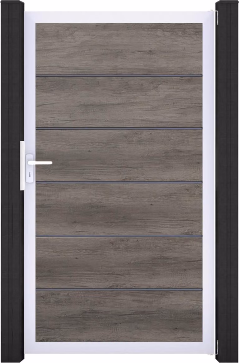 Sistema a innesto GroJa BasicLine PVC Premium porta singola universale con telaio in alluminio monument_oak