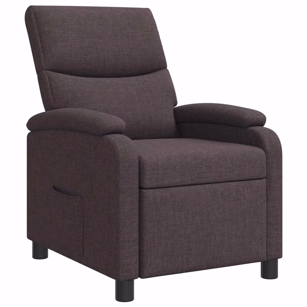 Poltrona reclinabile relax moderna in tessuto marrone con braccioli per soggiorno o ufficio – 2
