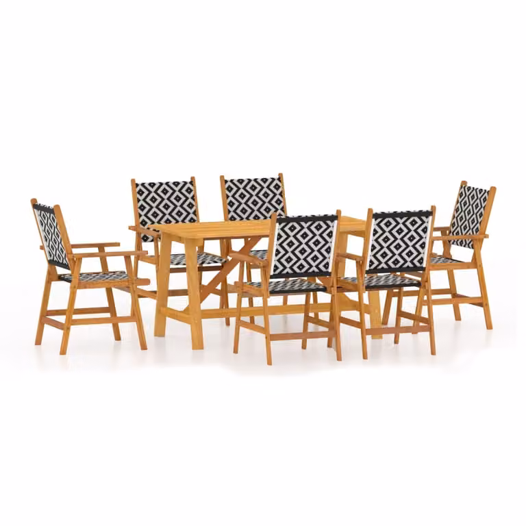 Set Mobili da Pranzo per Giardino 7 pz Legno Massello di Acacia
