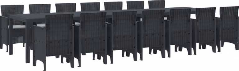 Maison Exclusive - Set da pranzo per esterno con cuscini, 15 pezzi, colore antracite, materiale: polipropilene