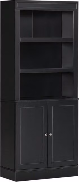 Credenza Alta GIORDANOSHOP in Legno Nero con 2 Ante e 3 Ripiani, L: 74,6 cm, P: 35,5 cm, H: 182,5 cm