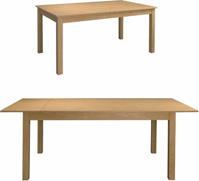 Tavolo da pranzo rettangolare in legno allungabile con apertura a libro, Colore Rovere, L/P/H: 90 x 160/200 x 75 cm