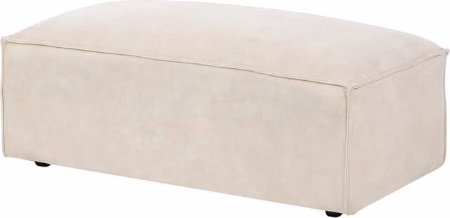 Poggiapiedi Beliani in velluto beige con design minimalista e forma rettangolare L: 102 cm, P: 39 cm, H: 39 cm
