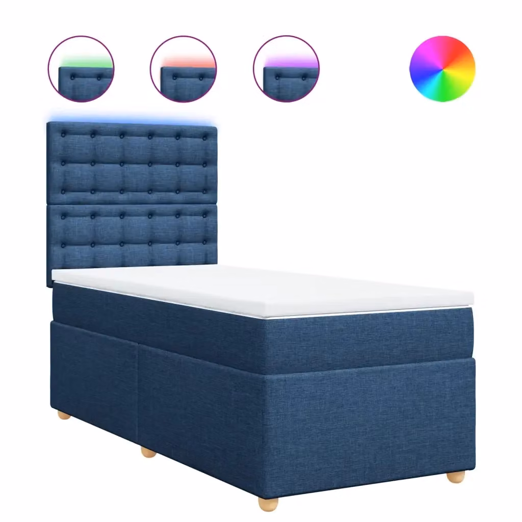 Letto con Giroletto a Molle e Materasso vidaXL, Blu e Bianco, L 80 cm x P 200 cm – 2