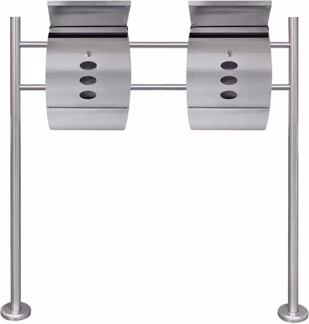 Casetta della Posta Doppia vidaXL in Acciaio Inox Argento L/P/H: 40 x 30 x 12 cm