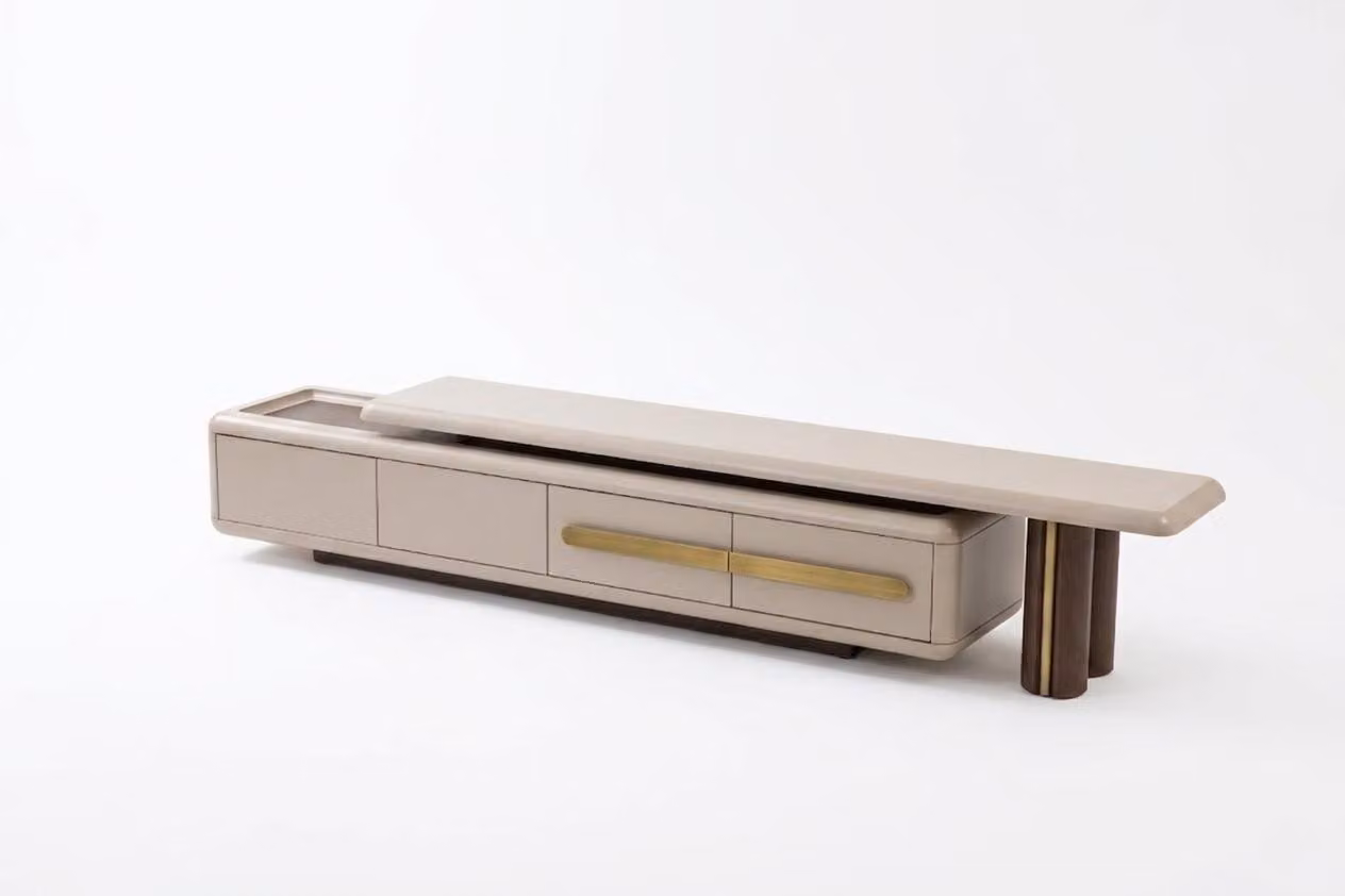 Mobile TV beige, design moderno, funzionale, elegante, esclusivo