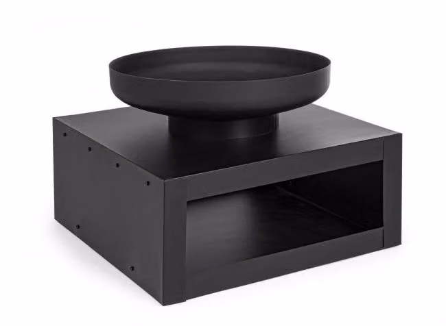 Braciere con Portalegna Efesto GIORDANOSHOP in Acciaio Nero L: 70 cm, P: 70 cm, H: 38 cm – 2