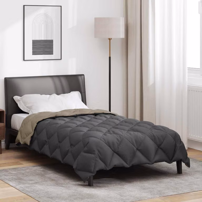 vidaXL Piumone Invernale in Microfibra Grigio Chiaro e Antracite L: 140 cm x P: 200 cm