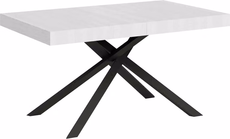 ITYHOME - Tavolo allungabile 140/224x80 cm Karida bianco frassino gambe antracite
