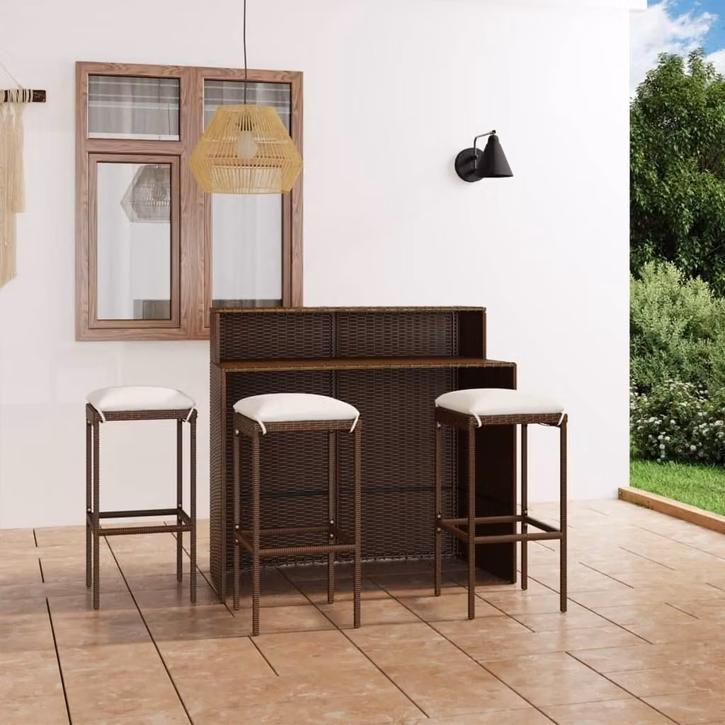 Maison Exclusive - Set da giardino da 4 pezzi con cuscini, marrone