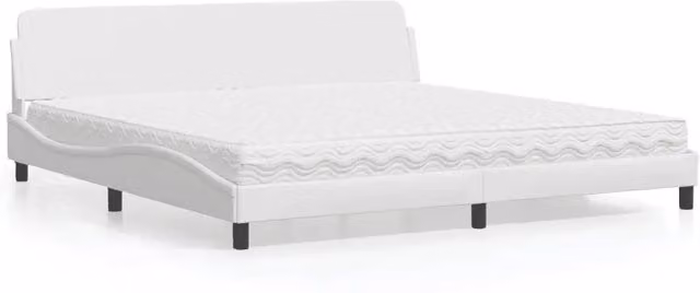 Letto con Materasso Dover Bianco in Similpelle e Tessuto vidaXL L/P/H: 218 x 200 x 74,5 cm