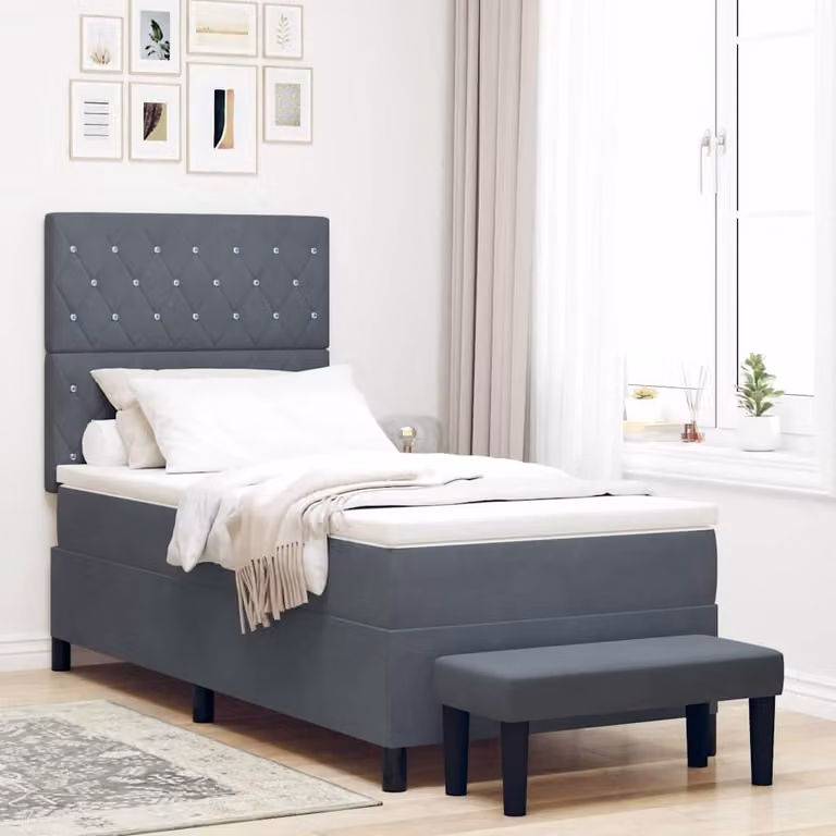 Maison Exclusive - Letto boxspring con testiera grigio scuro 200 x 90 cm in velluto