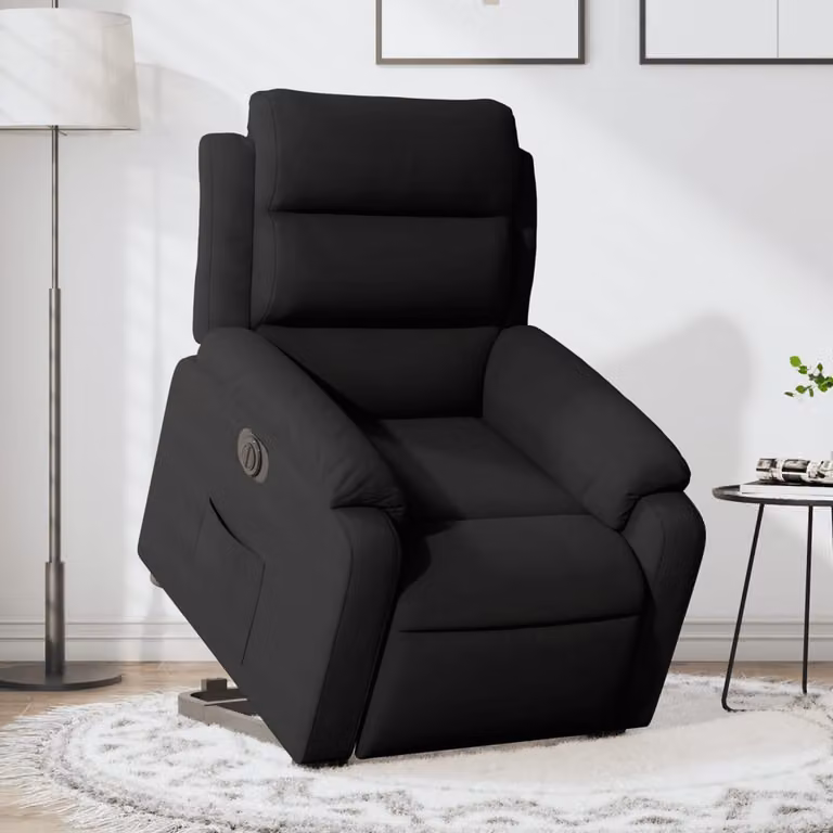 vidaXL Poltrona Alzapersona Reclinabile Elettrica in Velluto Nero con Braccioli