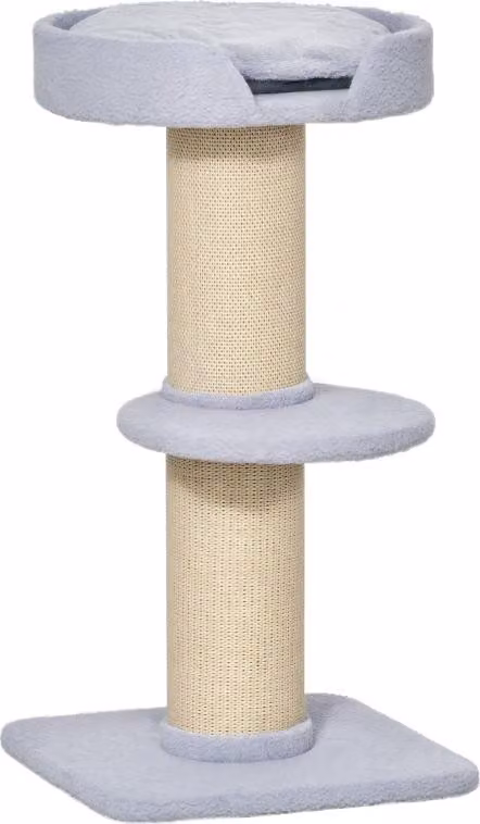 Albero per gatti Kratzbaum, 30 kg, con palo per graffiare, piattaforma, rivestito in sisal, dimensioni 45x45x91 cm (azzurro chiaro)