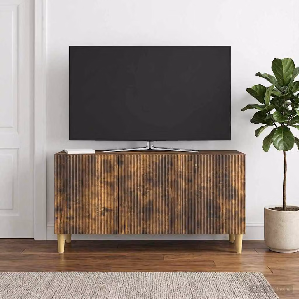 Mobile TV vidaXL in legno ingegnerizzato Rovere Fumo, stile vintage, L 99 x P 34,5 x H 50 cm