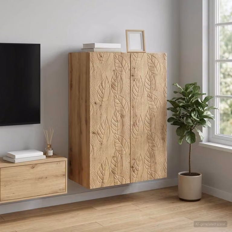 vidaXL Mobiletto a muro moderno in legno marrone con ante a battente e ripiani interni L: 66 cm, P: 34,5 cm, H: 90 cm