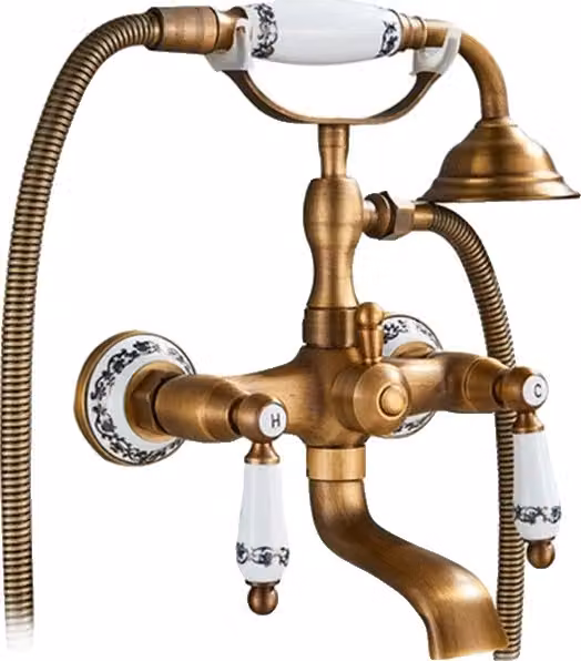 Miscelatore per vasca da bagno, comando a doppia maniglia, design classico, antico