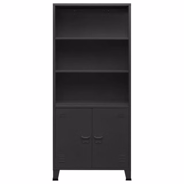Libreria Industriale vidaXL in Metallo Antracite Opaco L: 80 cm, P: 32 cm, H: 180 cm – 1