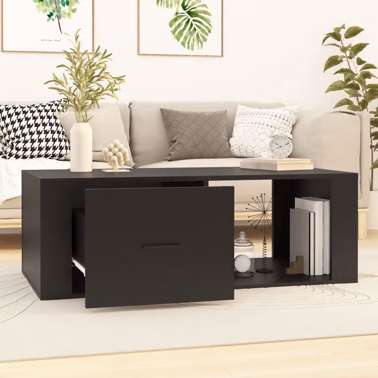 Maison Exclusive - Tavolino nero 100x50,5x35 cm Materiale ligneo