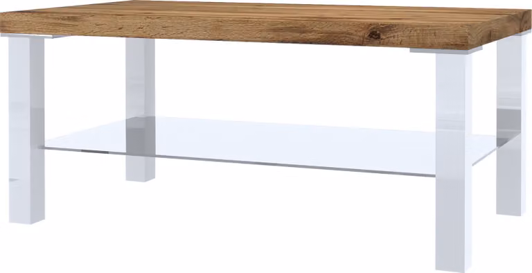 Tavolino BELINI Tavolo da soggiorno Tavolino da salotto Tavolo da divano con ripiano per soggiorno Ufficio 90 x 45 cm (Bianco / Rovere Wotan)