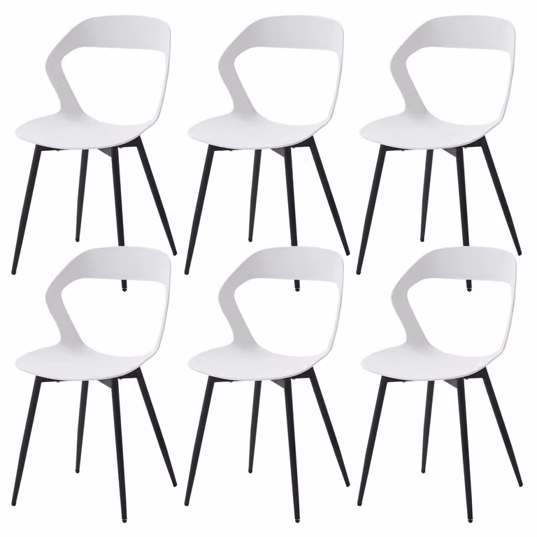 Sedia scandinava - Sedia da pranzo - Imbottita - Seduta in plastica - Gambe in metallo - Non girevole - Senza braccioli - Da montare - Bianca
