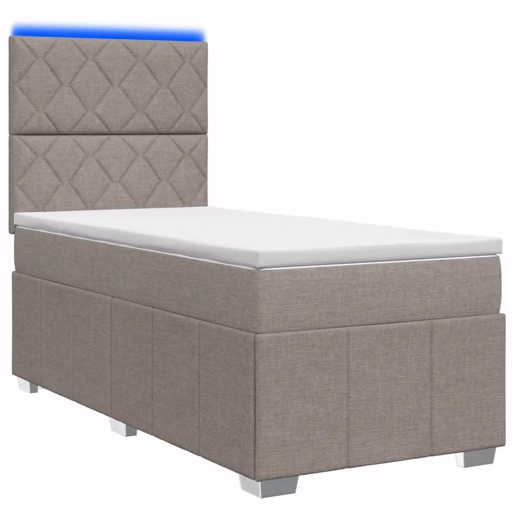 Letto Box Spring vidaXL con Materasso Beige e Illuminazione LED, Porta USB e Base a Sollevamento, L/P: 100 x 200 cm – 2