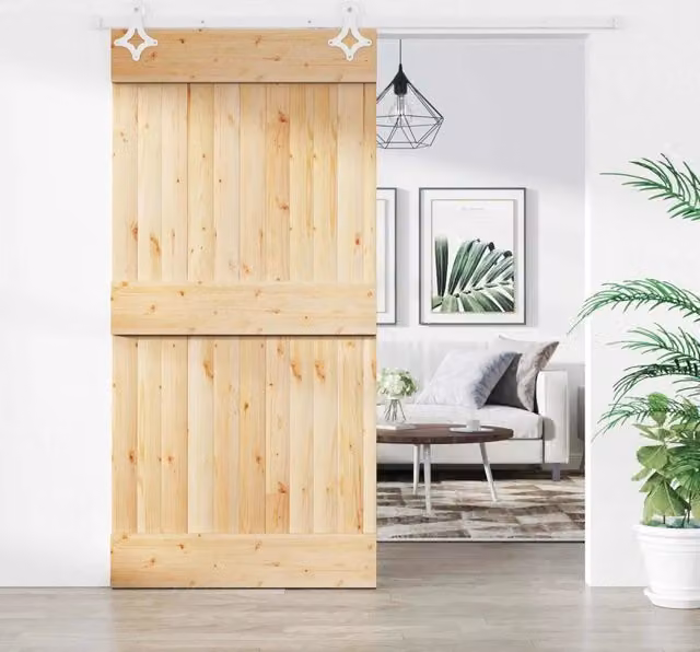 Porta scorrevole minimalist vidaXL in legno e acciaio, Bianco e Naturale, L: 200 cm, H: 210 cm