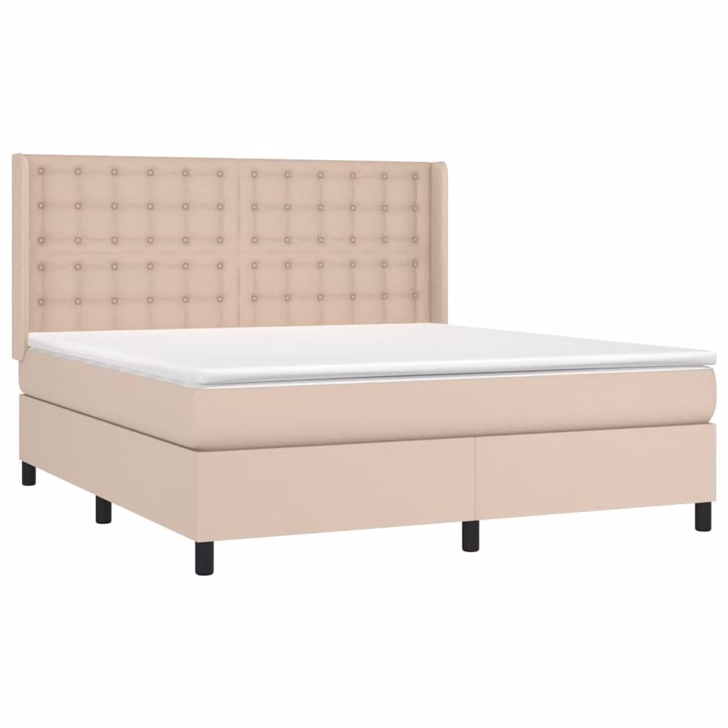 Materasso letto a molle cappuccino-marrone 180x200 cm in Pelle finta