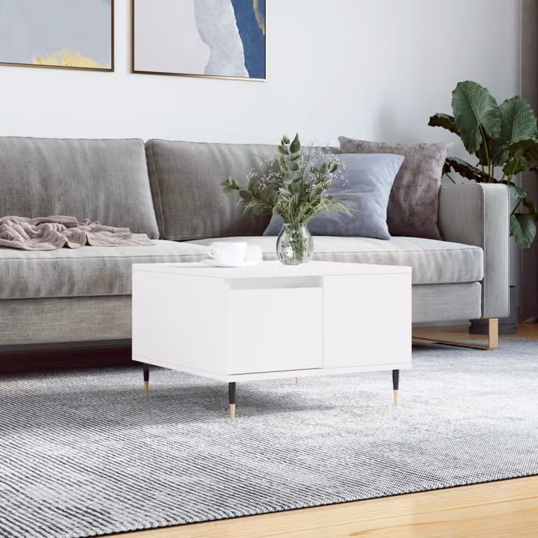 Maison Exclusive - Tavolino bianco 55x55x36,5 cm Materiale ligneo