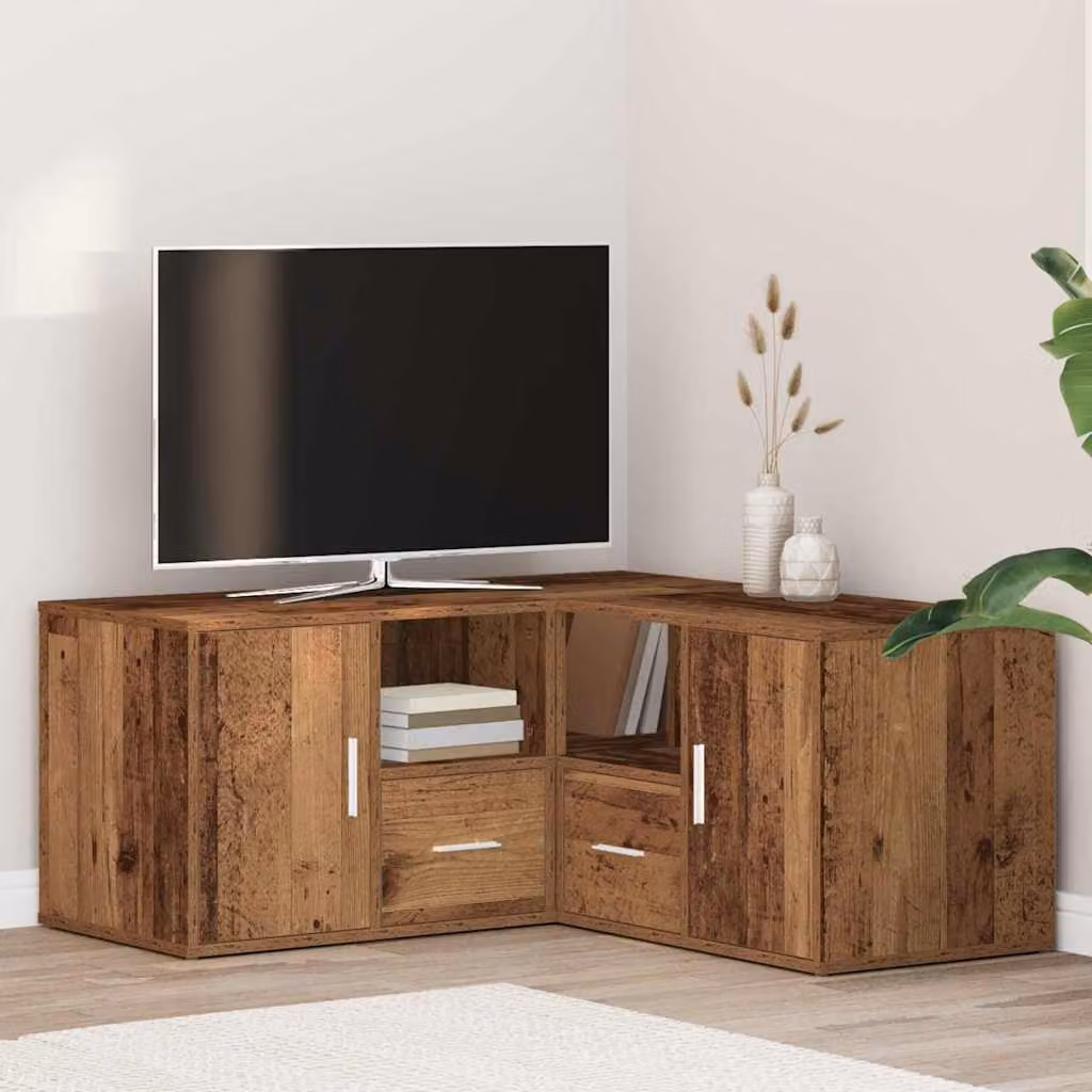 Mobile angolare vidaXL in legno rustico marrone con ante e cassetti L/P/H: 160 x 40 x 45 cm