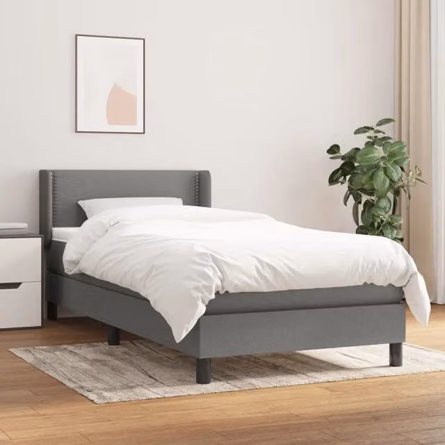 Giroletto a Molle con Materasso Grigio Scuro 80x200 cm Tessuto 3129586