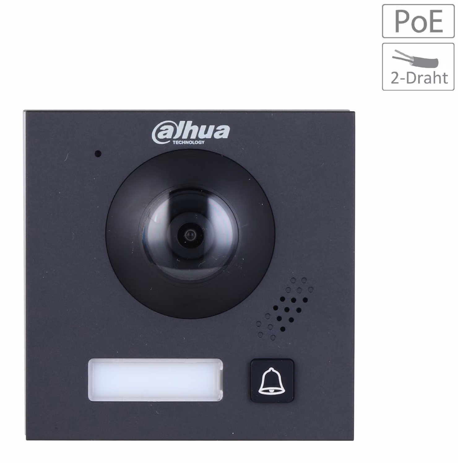 Modulo fotocamera Dahua VTO4202FB-P1, telecamera di sorveglianza ibrida con un pulsante, colore nero, risoluzione 2MP, tecnologia a 2 fili, grado di protezione IP65, IK07, alloggiamento in alluminio