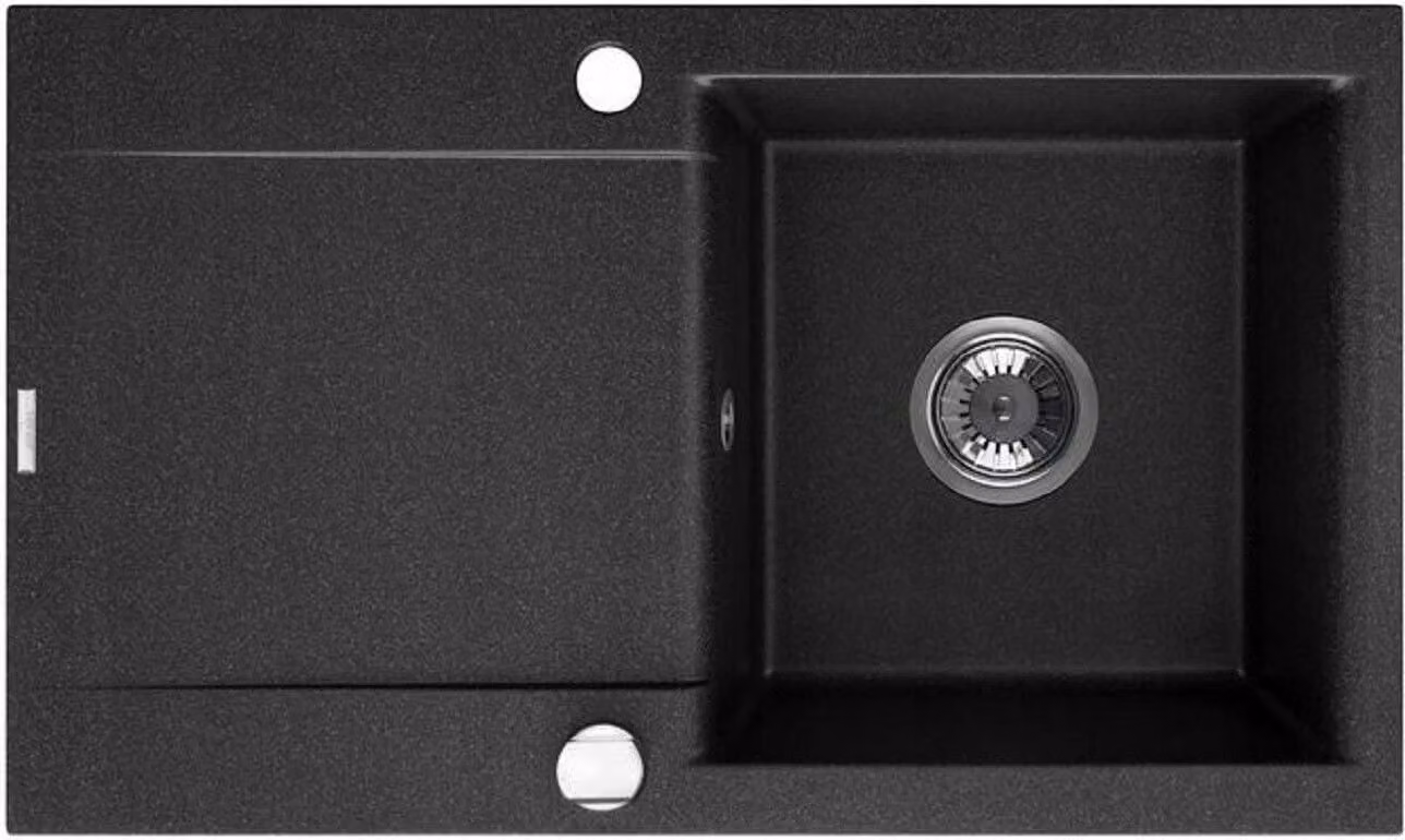 Lavello QLS 76x44 cm con sgocciolatoio Siphon reversibile - Luna Black 11185